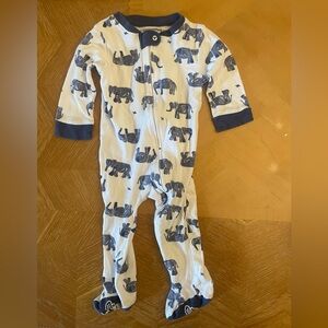 Burt's Bees Blue Elephant Print Kids Footie